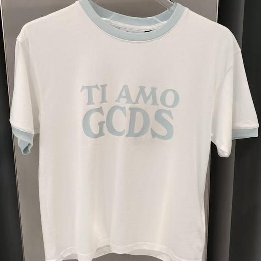 GCDS 女士字母徽标印花棉质圆领短袖T恤 浅蓝色 A1CM2314JA309 商品图0