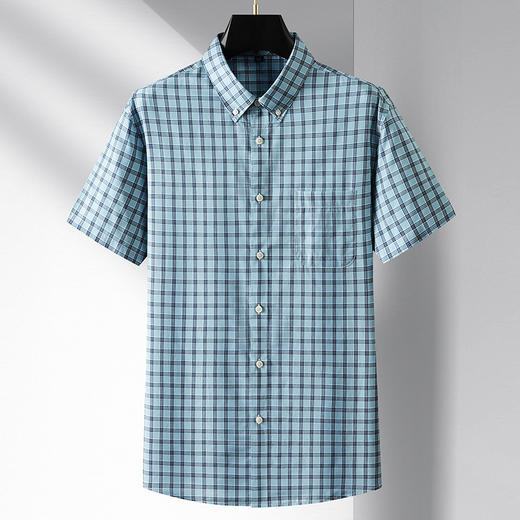 【莱赛尔棉】【DM】大依优型大码短袖衬衫格子半袖衬衣加肥大码上衣胖子休闲莱赛尔棉男士 商品图6