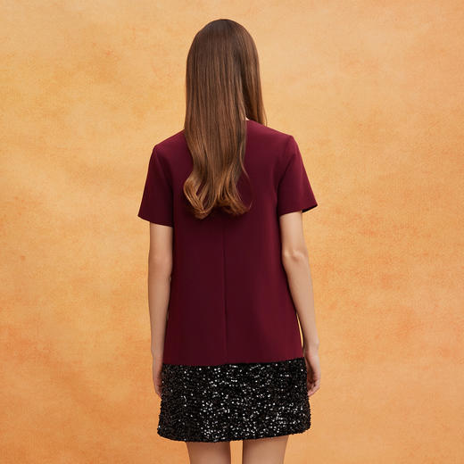 QE820斯尔丽2025春季新款宴会轻奢小礼服直身膝上显高拼接亮片连衣裙 商品图1