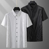 【封口款】【DG】大依优型大码套头短袖衬衫弹力无痕加肥加大男装夏装薄款抗皱免烫条纹半袖衬衣 商品缩略图2