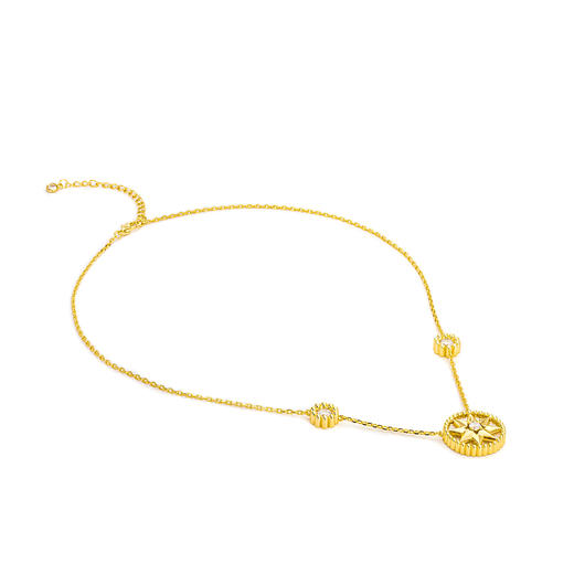 GAONAS 时尚复古设计八芒星设计金色项链11009XGO 商品图2