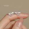 【蝴蝶甜心】s999纯银猫眼石蝴蝶结锆石耳钉【YXS-E5233】 商品缩略图2