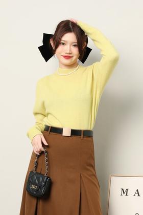 HAYES 黄绿色圆领纯羊毛针织上衣 17694