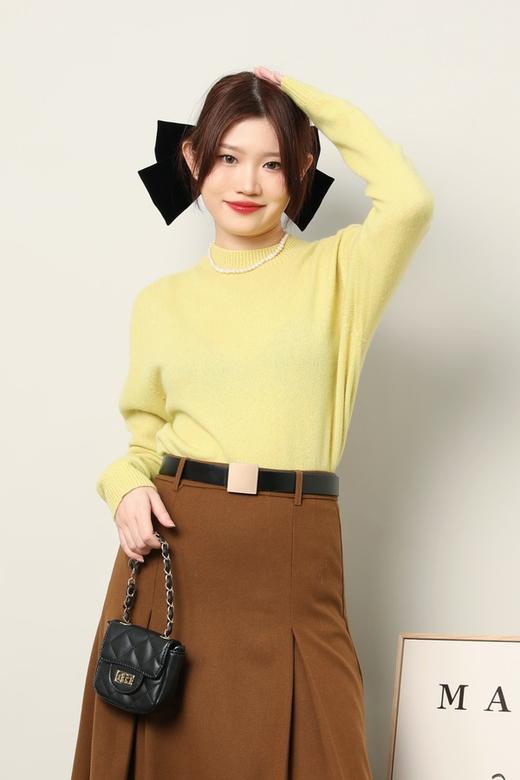 HAYES 黄绿色圆领纯羊毛针织上衣 17694 商品图0