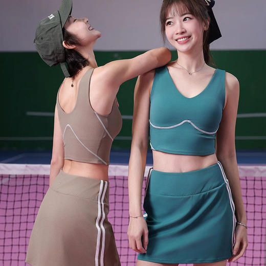 跃牌【禅语梵心】撞色高腰跑步运动短裙女假两件防走光羽毛球网球裙健身裤瑜伽裙DQ4306 商品图2