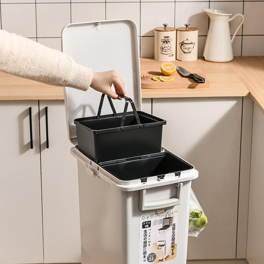 垃圾日式厨房大号垃圾桶厂家垃圾桶干湿分类分离双层塑料家用现货 商品图3