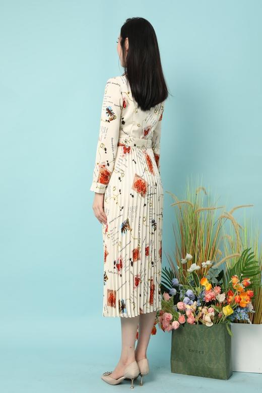 Le Malene 衬衫领字母印花百褶长款连衣裙 15787 商品图4