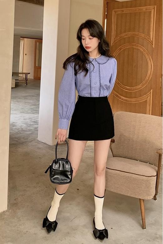 amadella 早春复古娃娃领格纹衬衫 15819 商品图8