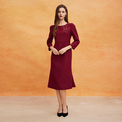 QE821斯尔丽2025春季新款宴会年轻喜妈妈高定打造高雅礼服鱼尾连衣裙 商品图3