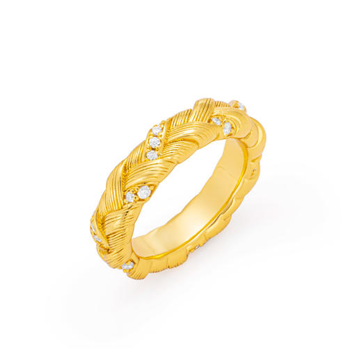 GAONAS 金色麻花编绳设计指环戒指10726J0 商品图1