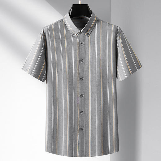 【100%棉】【DM】大依优型大码竖条纹短袖衬衫300斤休闲半袖衬衣夏季薄款男士特大码上衣纯棉 商品图6