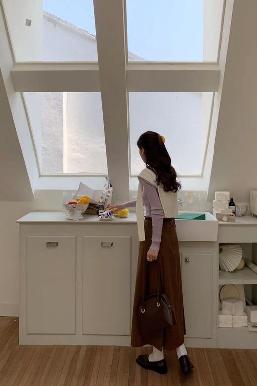 Stay2Weeks 韩版复古棕色高腰显瘦百搭半裙 17644 商品图2