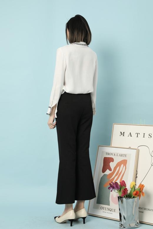 Le Malene 黑色休闲百搭微喇长裤 15645 商品图3