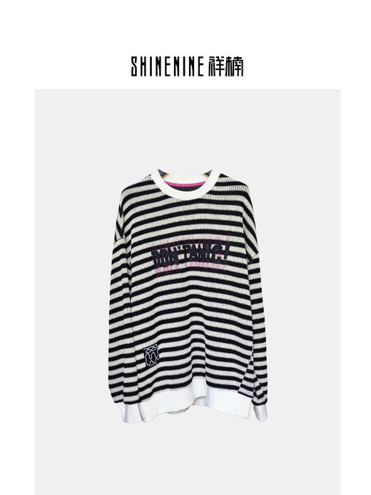 W432564221条纹圆领卫衣 商品图2