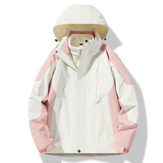 百媚生 冲锋衣三合一防泼水男女户外防风抓绒两件套DRJ1818 商品图3