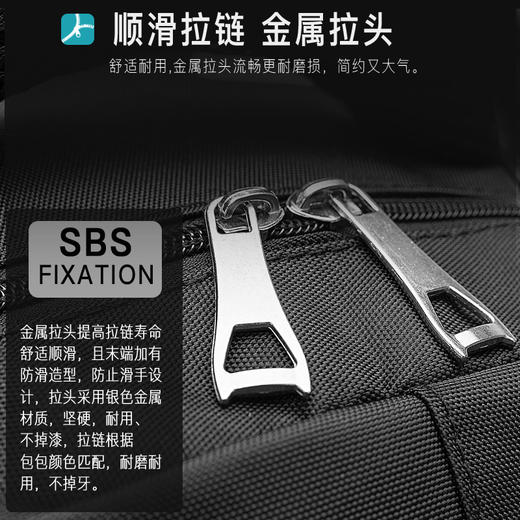 男士商务旅行运动双肩包  上班通勤电脑包户外出差背包大容量书包防水耐脏易打理防磨耐刮简约百搭 商品图10