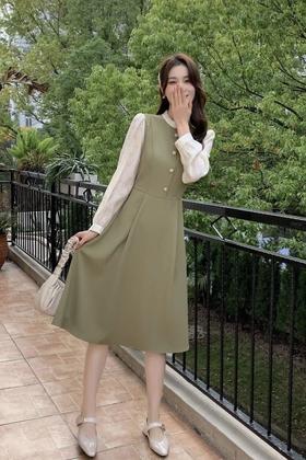 L.Fleuri 法式茶歇拼色连衣裙 17681