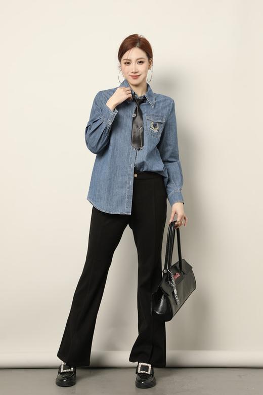 ESTELLICA 中腰微喇黑色长裤 17675 商品图2