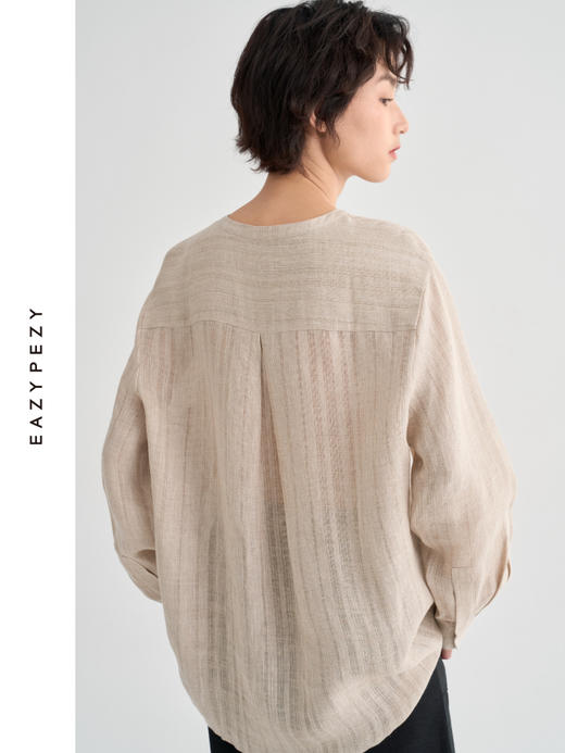 戛纳亚麻暗条纹衬衫 商品图1