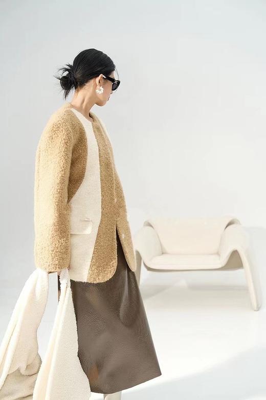 ANSUABEL 不规则撞色拼接毛呢外套 17642 商品图5