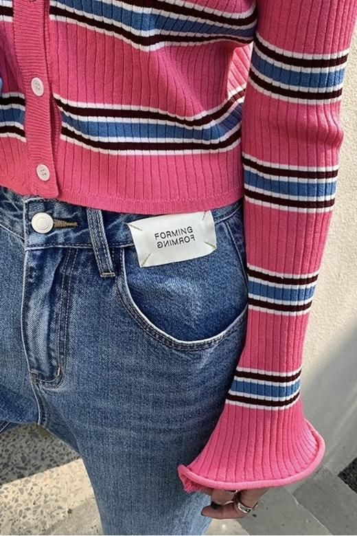 LNNNS 条纹撞色喇叭袖针织开衫 15817 商品图4