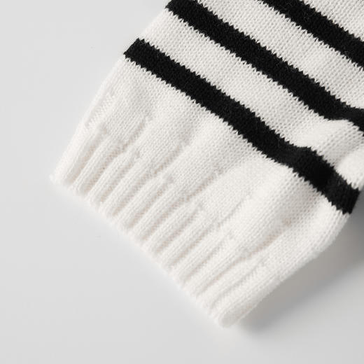 ROMI STUDIO“法式优雅”绵羊毛混纺条纹短袖套头毛衫 RWCRS01618 商品图3