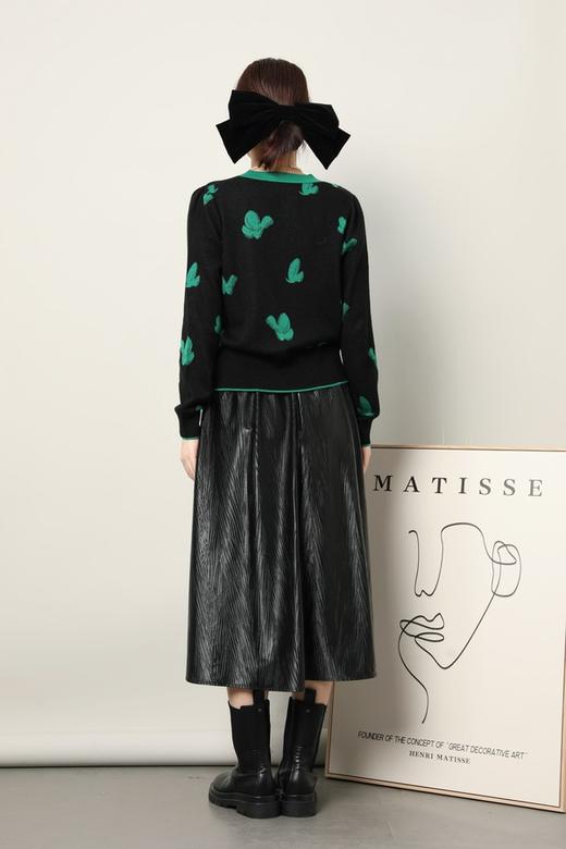 amadella 黑绿撞色蝴蝶针织上衣 17657 商品图2