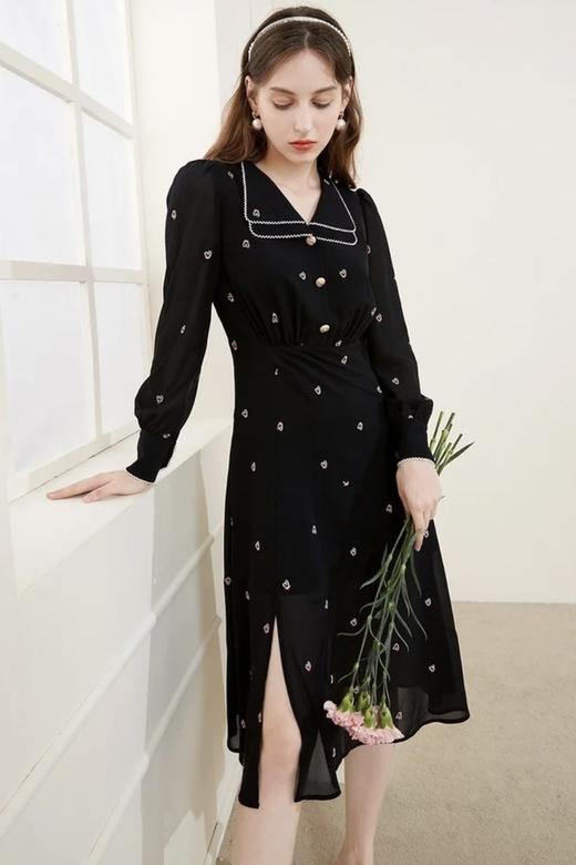 三COLOUR 黑色刺绣甜美连衣裙 15710 商品图2