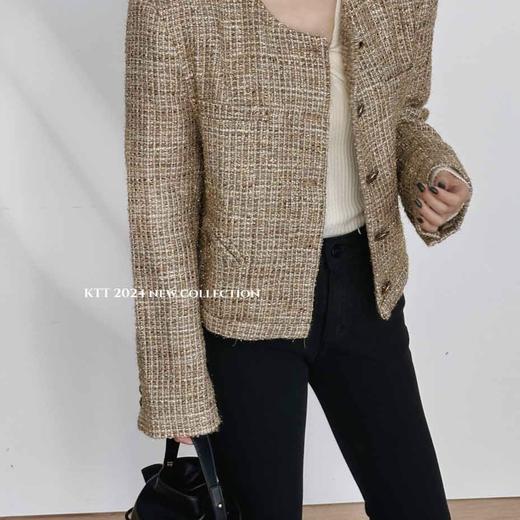 顺丰包邮洛诗琳33951春季新款设计感亮丝编织小香风外套220056 商品图2