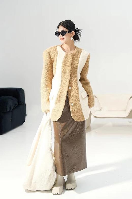 ANSUABEL 不规则撞色拼接毛呢外套 17642 商品图1