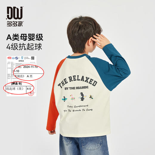 【团购价29.9】多多家男童T恤长袖纯棉2025新款春秋款儿童中大童插肩袖打底上衣10313 商品图0