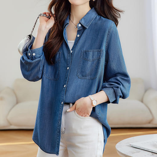 馥迦通勤百搭莱赛尔牛仔衬衫 商品图5