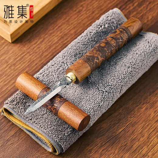 雅集茶具花梨茶刀（大号17*1.8cm-双龙戏珠款） 商品图1