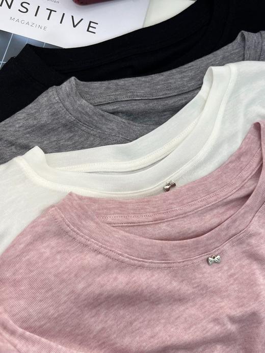 夏季【天丝短袖t恤女】轻薄柔软莱赛尔 宽松小个子短 款温柔纯色蝴蝶上衣  商品图2