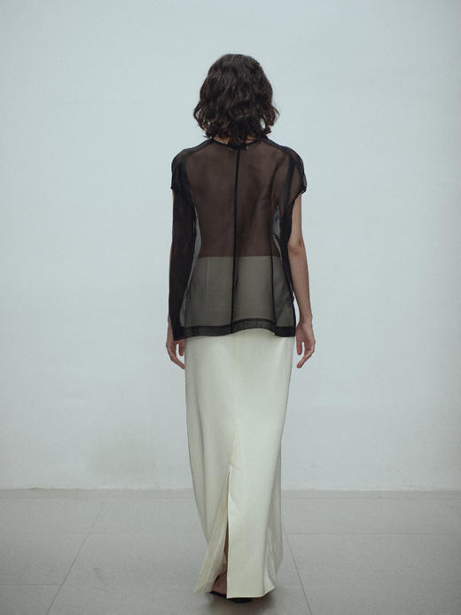 VC｜SS25012BL Kaz silk structured top [上衣  黑真丝 ] 商品图1