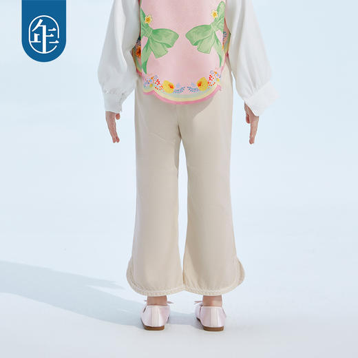 年衣童装女童裤子秋冬新款儿童灯芯绒宽松长裤女孩甜美喇叭裤桃花慕斯长裤 商品图4
