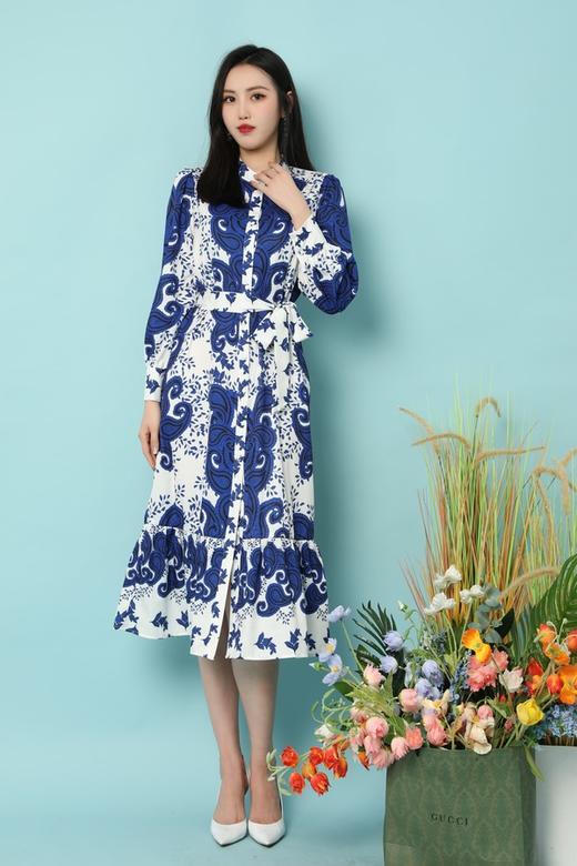 ELLA JADE 国风青花瓷收腰鱼尾连衣裙 15785 商品图4