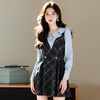 奢姿2025春季新款大码女装小香风假两件裙子胖妹妹格纹拼接连衣裙9951828968 商品缩略图4