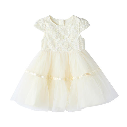 笛莎Deesha 童装女童连衣裙2025夏新款女童仙气花花奶白蝴蝶结纱裙 商品图4