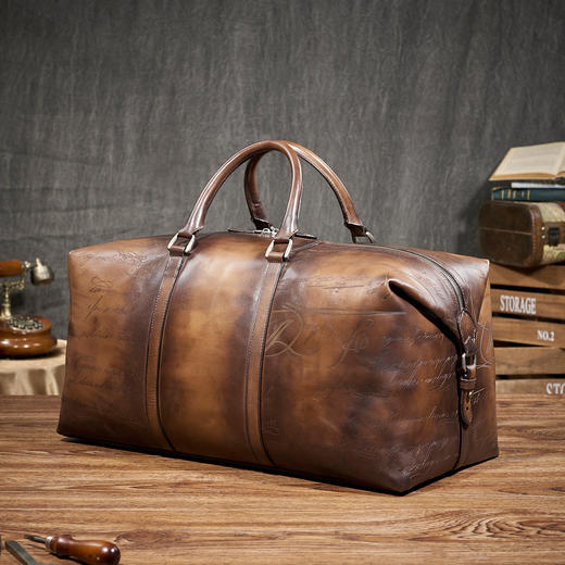 BJ1C1802011DF BOFFIN 新款擦色小牛皮男士旅行包旅行袋 商品图0