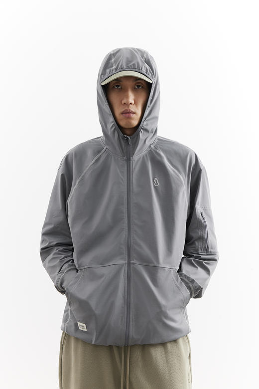 吃茶去chichaqu25明线速干吸湿排汗棉感防晒轻量带帽拉链卫衣运动 商品图3