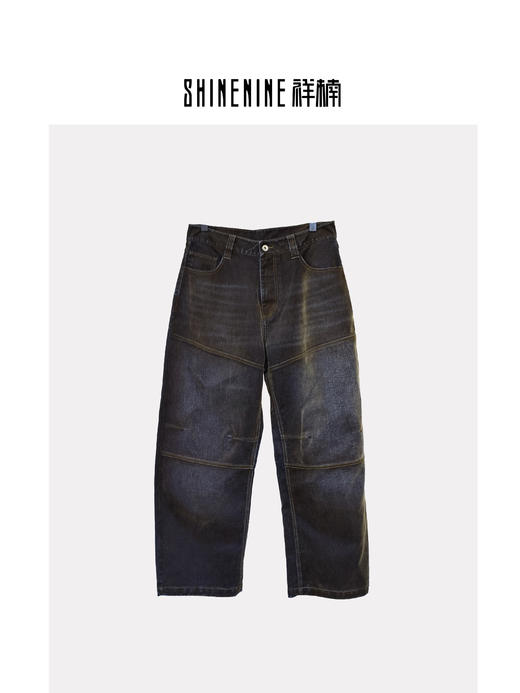 W432231622做旧直筒牛仔裤 商品图0