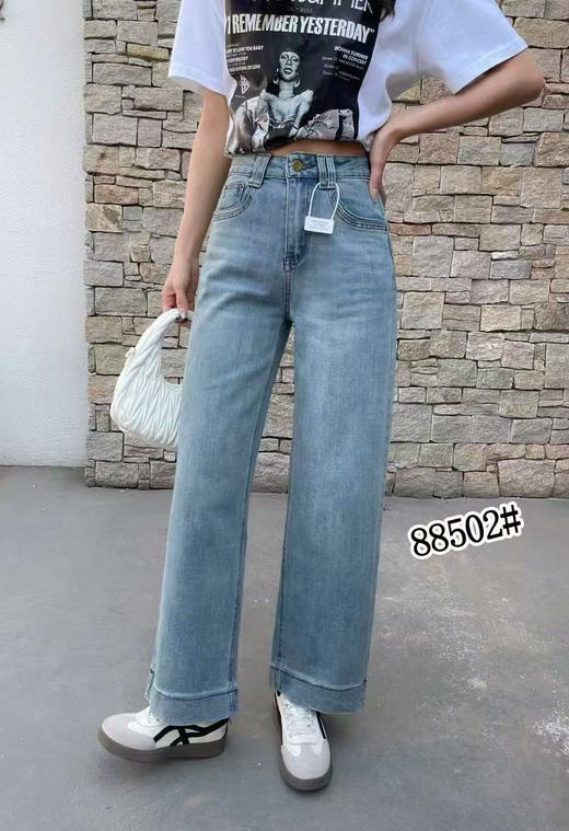 【牛仔系】品质-2025春小个子新款显高搭配直筒阔腿牛仔裤88502 -喜出 商品图2