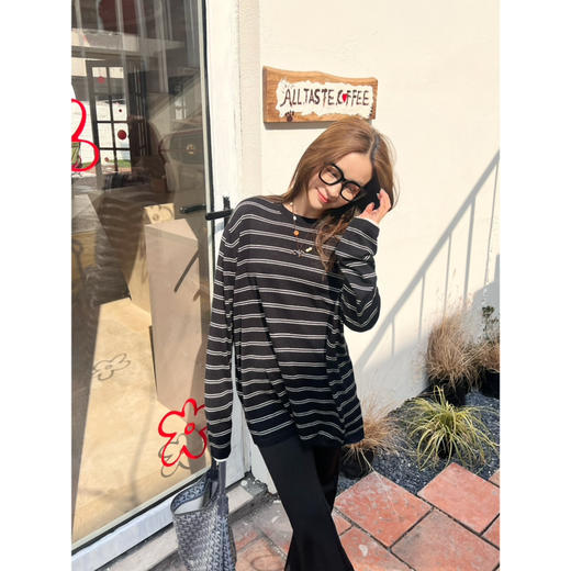 2502403   羊毛真丝 条纹长袖T 商品图5