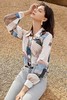 DUIBAI对白 法式拼接数码印花雪纺衬衫 15734 商品缩略图1