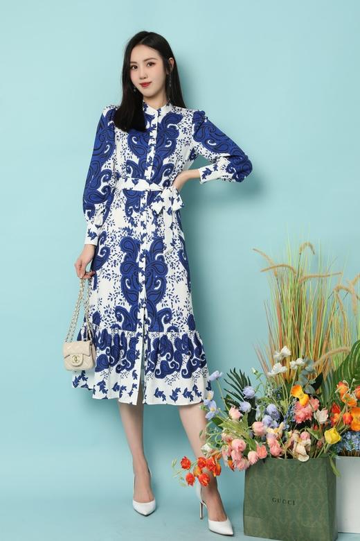 ELLA JADE 国风青花瓷收腰鱼尾连衣裙 15785 商品图2