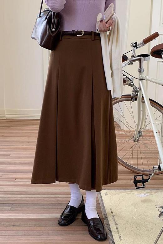 Stay2Weeks 韩版复古棕色高腰显瘦百搭半裙 17644 商品图3