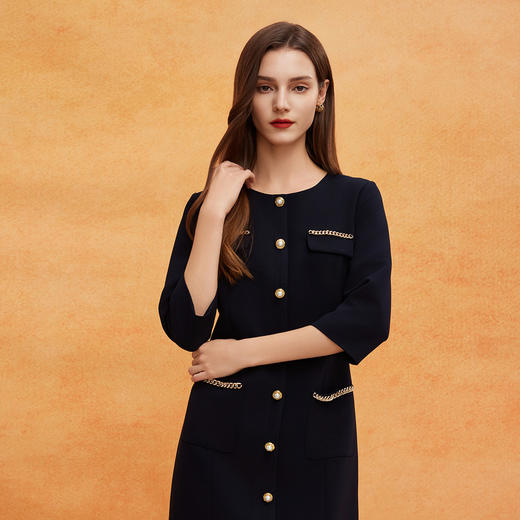 QE818斯尔丽25新款小香风连衣裙春装精致优雅名媛收腰时尚OL风连衣裙 商品图4