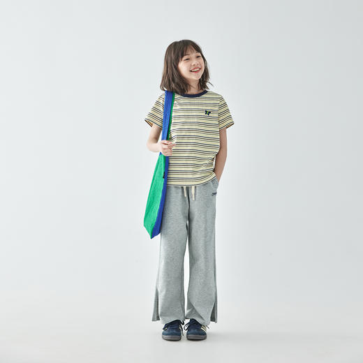 棵初25年春夏新款童装彩色条纹短袖T恤女童蝴蝶刺绣柔软针织上衣 商品图3