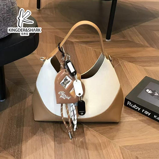 经典鲨2025年新款时尚拼色单肩斜挎手提包女KGB17-510711 商品图4